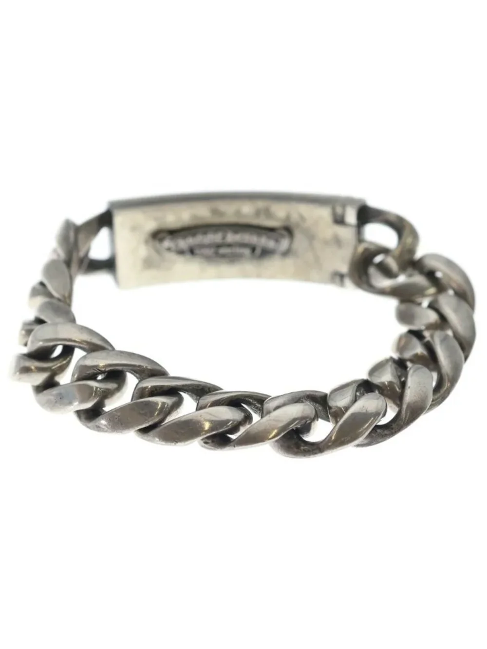 Chrome Hearts ID Floral Crs Cross ID Classic Link Bracelet Silver